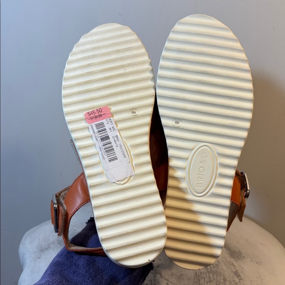 Cork and Leather Velcro Strap Faux Buckle 2” Platform Comfort Sandals Size 8 - Picture 10 of 12